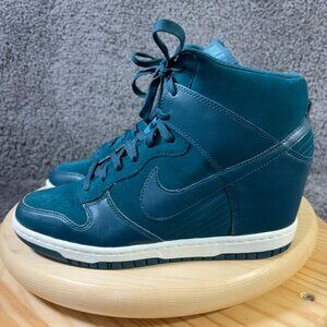 Nike Dunk Sky Hi Essential Wedge Sneaker Women Sz 11 Dark Sea Blue Leather Suede